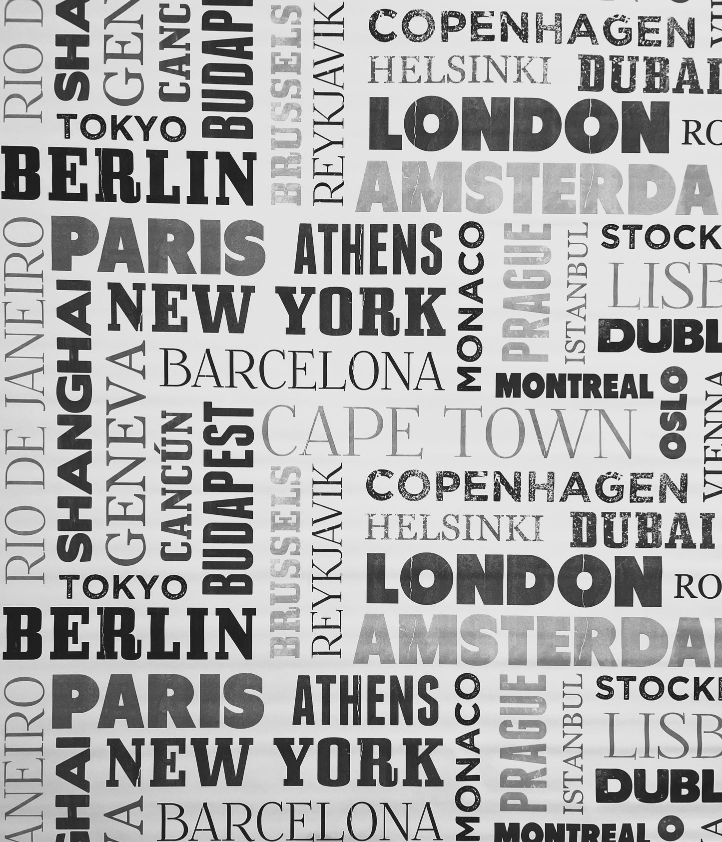 Oilcloth tablecloth K150059 cities Berlin London black white square round oval