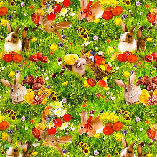 Oilcloth roll sold by the meter roll goods 01002-00 Easter Easter bunny Easter eggs
