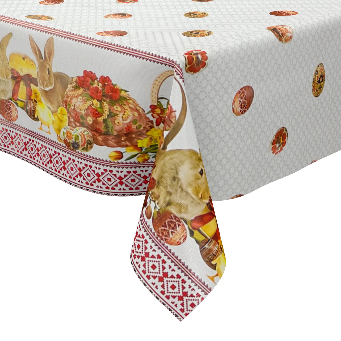 Oilcloth tablecloth sold by the meter 01301-00 Easter Easter Bunny Tulips square round oval