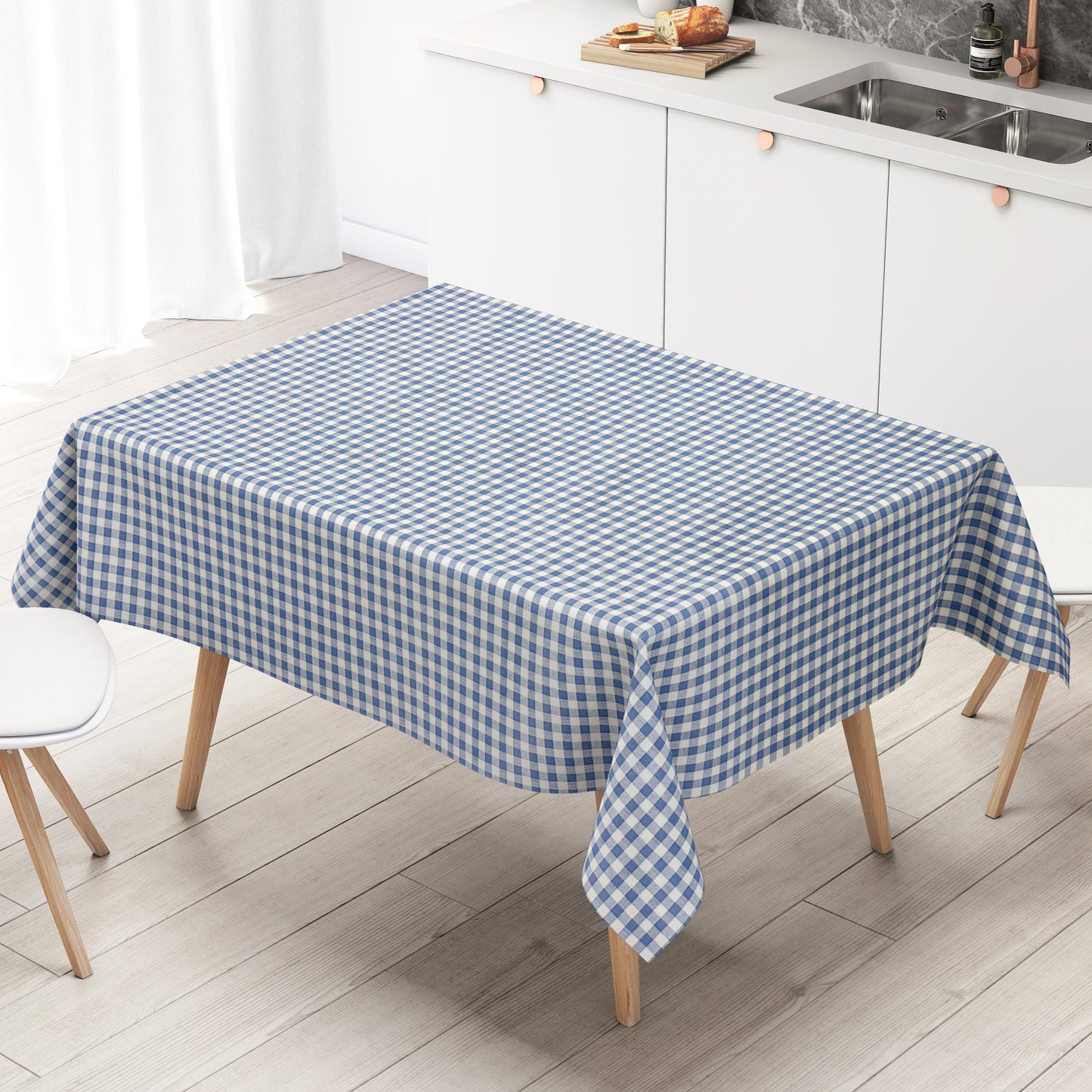 Wachstuch Tischdecke kariert hellblau