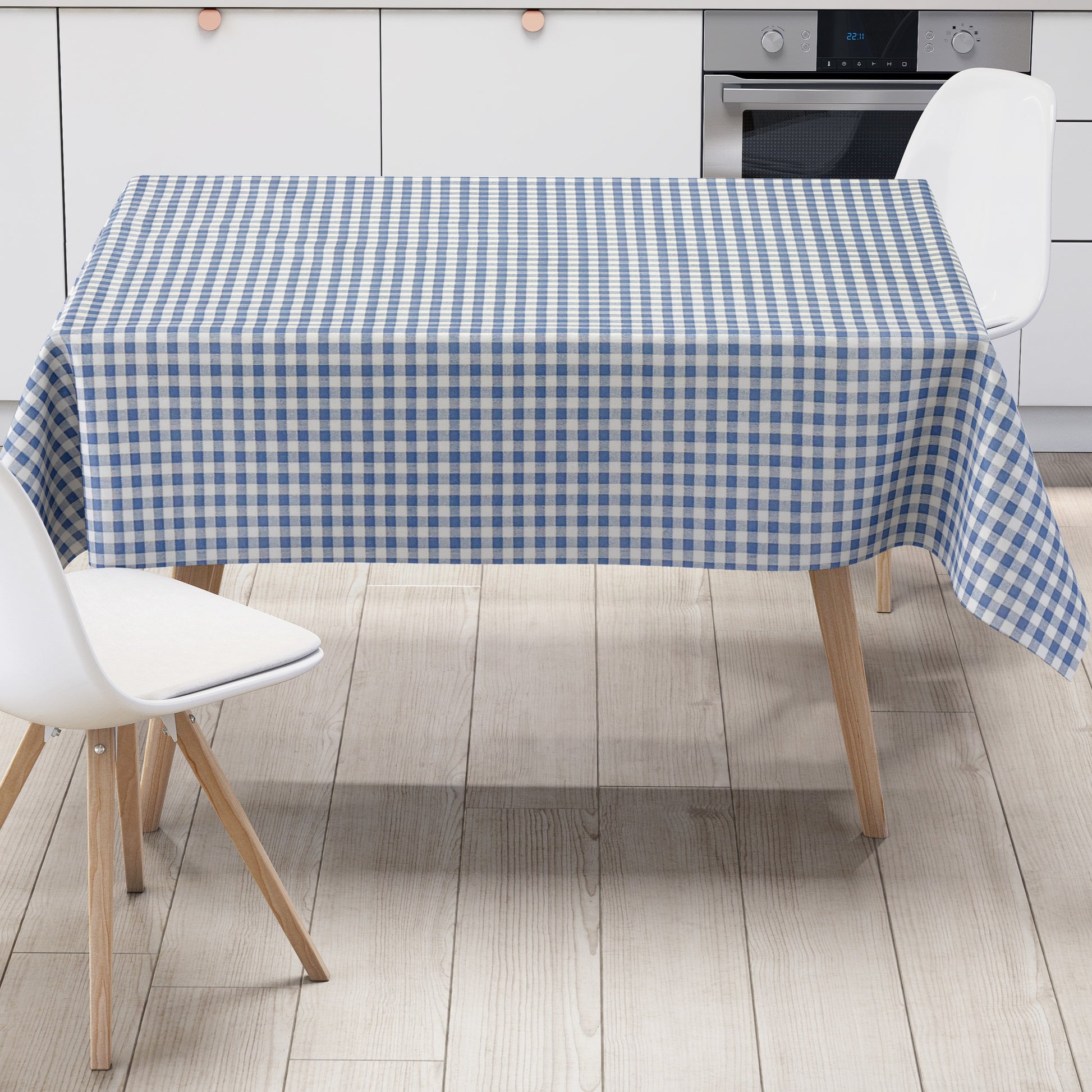 Wachstuch Tischdecke kariert hellblau