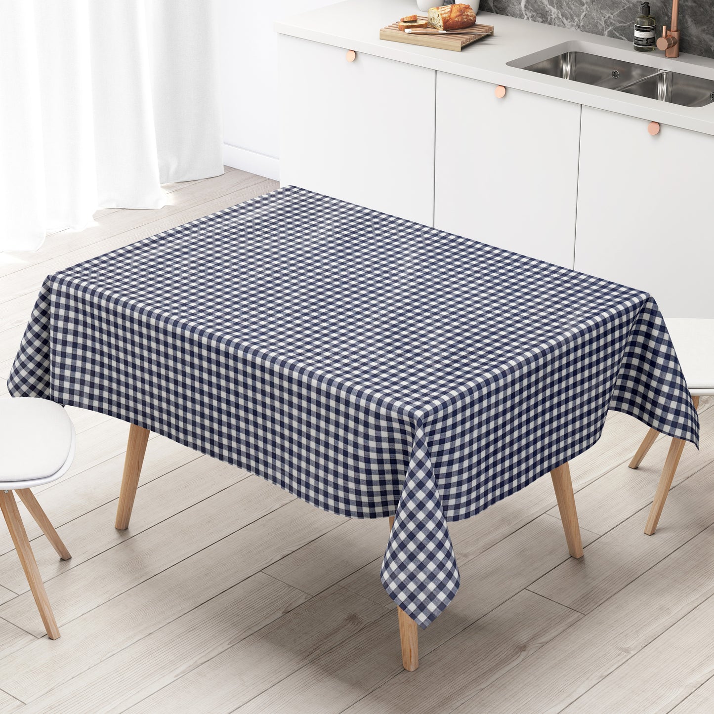 Wachstuch Tischdecke kariert dunkelblau
