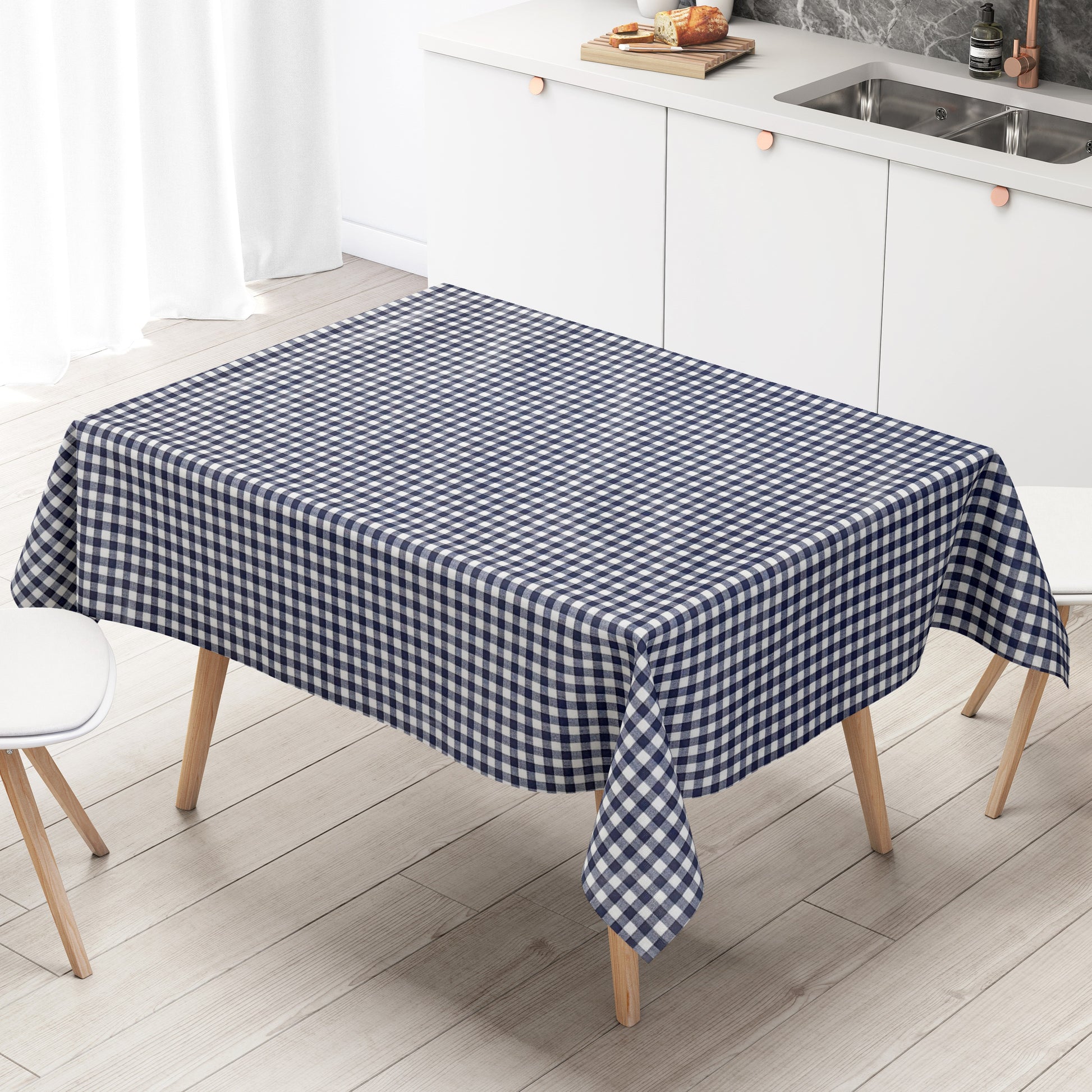 Wachstuch Tischdecke kariert dunkelblau