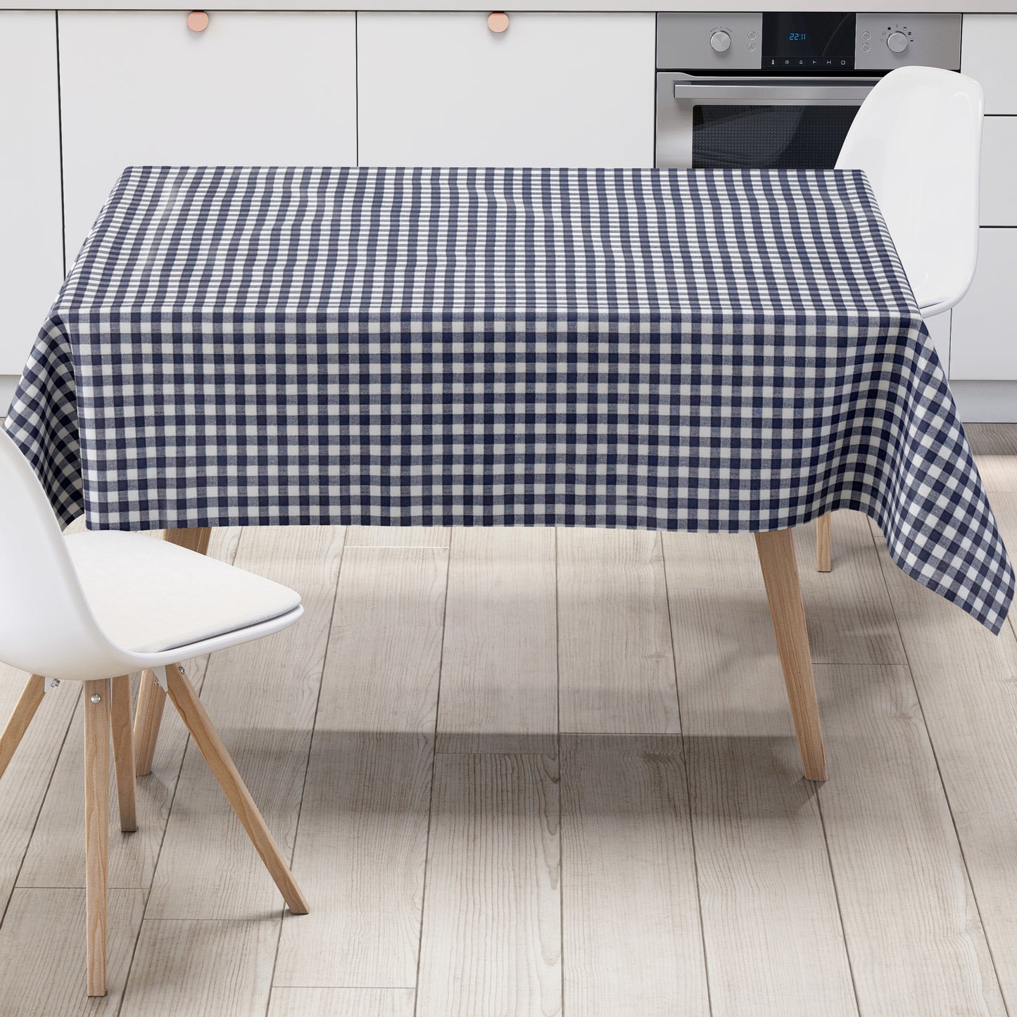 Wachstuch Tischdecke kariert dunkelblau