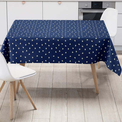 Wachstuch Tischdecke Herzen blau