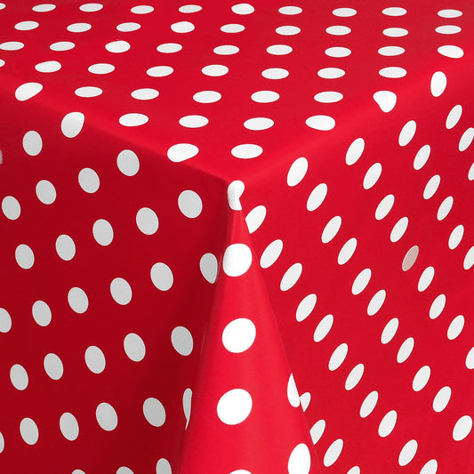 Oilcloth roll sold by the meter 01150-01 white dots on red