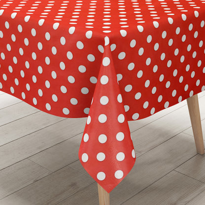 Wachstuch Tischdecke 01150-01 weiße Punkte auf rot Polka Dot eckig rund oval