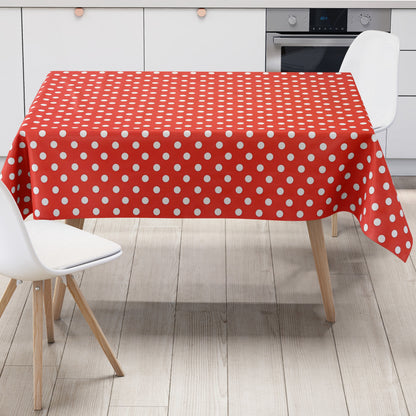 Wachstuch Tischdecke 01150-01 weiße Punkte auf rot Polka Dot eckig rund oval
