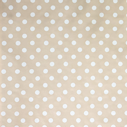 Nappe toile cirée 01150-04 pois blancs sur pois beige-crème carrée ronde ovale