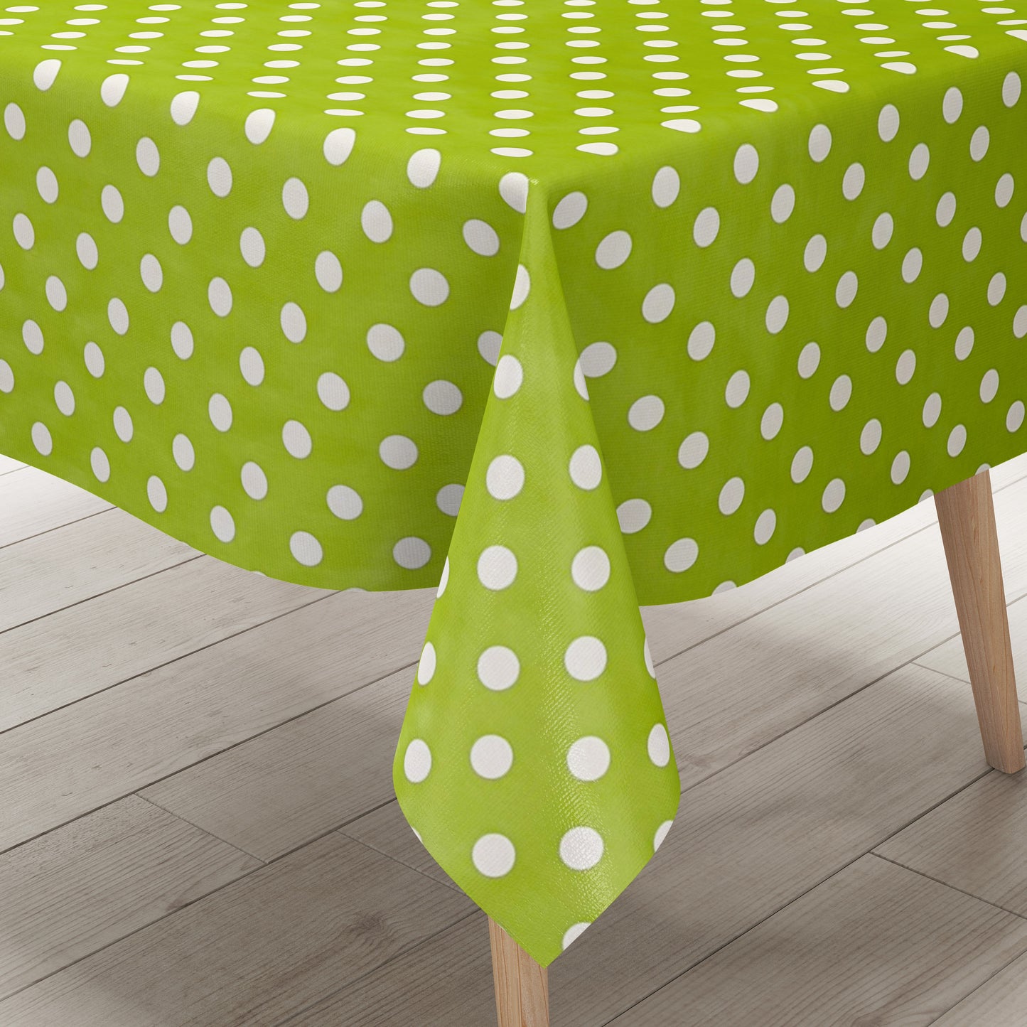 Nappe toile cirée 01150-05 pois blancs sur pois verts carrée ronde ovale