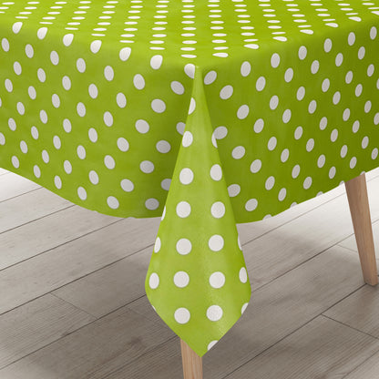 Nappe toile cirée 01150-05 pois blancs sur pois verts carrée ronde ovale
