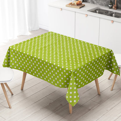 Nappe toile cirée 01150-05 pois blancs sur pois verts carrée ronde ovale