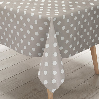 Nappe toile cirée 01150-07 pois blancs sur pois gris clair carrée ronde ovale