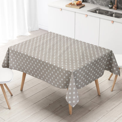 Nappe toile cirée 01150-07 pois blancs sur pois gris clair carrée ronde ovale