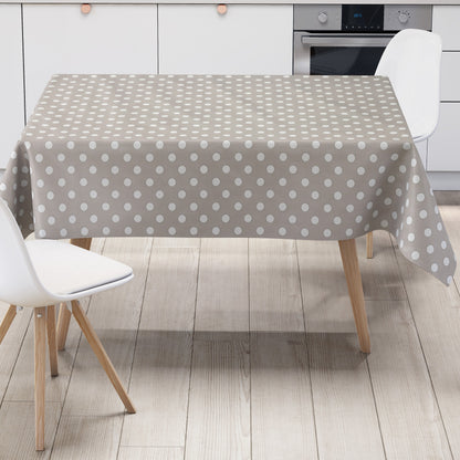 Nappe toile cirée 01150-07 pois blancs sur pois gris clair carrée ronde ovale