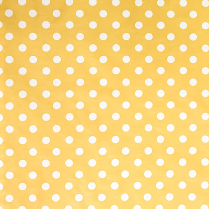 Nappe toile cirée 01150-10 pois blancs sur pois jaunes carrée ronde ovale