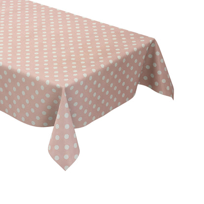 Oilcloth tablecloth 01150-11 white dots on pink polka dots square round oval