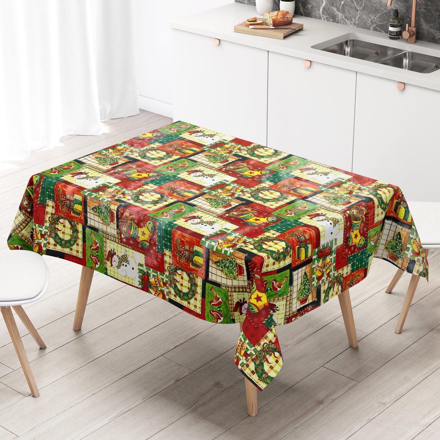 Rouleau de toile cirée Noël 01186-00 Bottes de Père Noël cadeaux rouleau marchandises