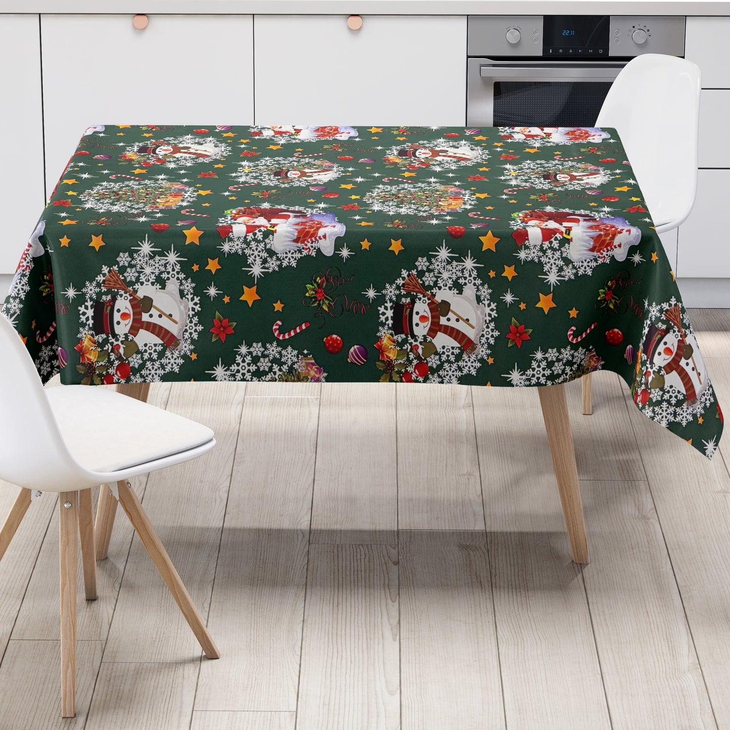 Wachstuch Tischdecke Weihnachten grün