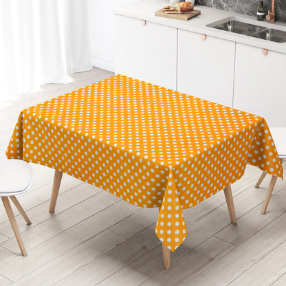 Nappe en toile cirée 01288-22 pois blancs sur pois orange carré rond ovale