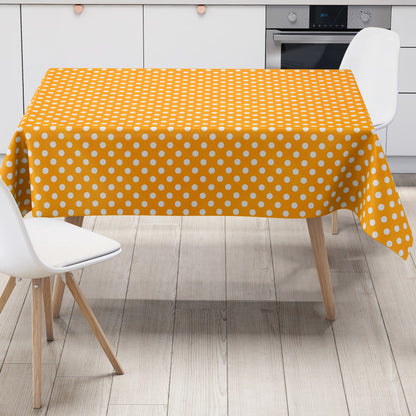 Nappe en toile cirée 01288-22 pois blancs sur pois orange carré rond ovale