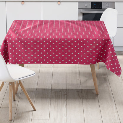 KEVKUS nappe toile cirée Noël 01289-04 étoiles blanches sur fuchsia carré rond ovale