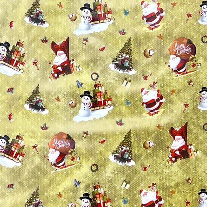Wachstuch Rolle Weihnachten 01334-01 Weihnachtsmann gold Rollenware