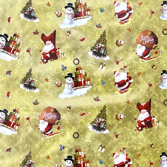 Wachstuch Rolle Weihnachten 01334-01 Weihnachtsmann gold Rollenware