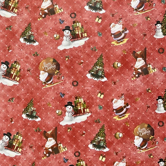 Wachstuch Rolle Weihnachten 01334-02 Weihnachtsmann rot Rollenware