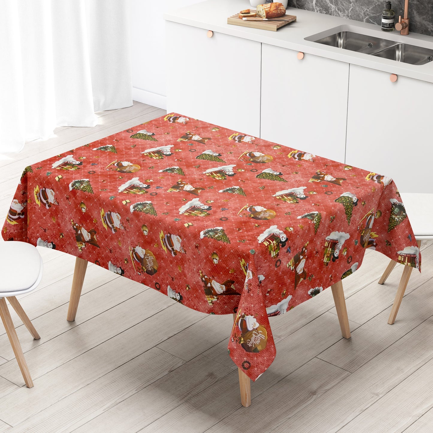 Oilcloth roll Christmas 01334-02 Santa Claus red roll goods
