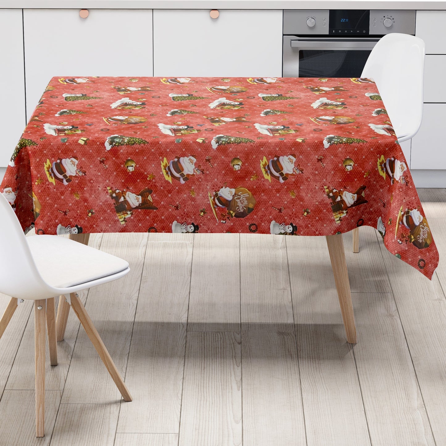Oilcloth roll Christmas 01334-02 Santa Claus red roll goods