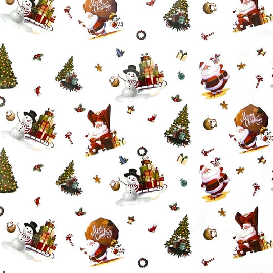 Wachstuch Rolle Weihnachten 01334-03 Weihnachtsmann weiß Rollenware