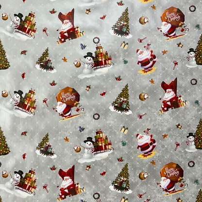 Wachstuch Rolle Weihnachten 01334-04 Weihnachtsmann silber Rollenware
