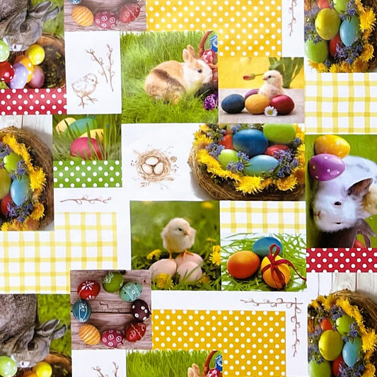 Oilcloth roll sold by the meter roll goods 01360-00 Easter Easter bunny Easter eggs