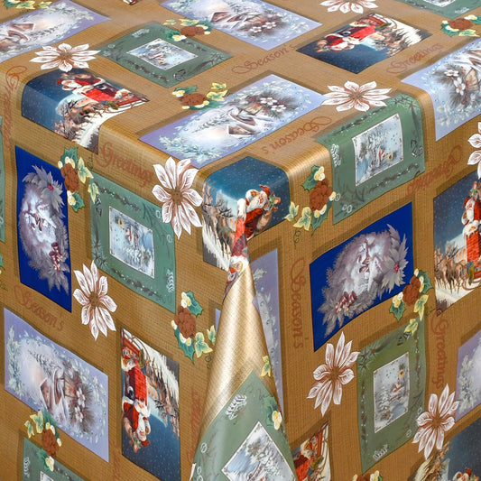 Wachstuch Rolle Weihnachten 01388-02 Weihnachtsmann gold Rollenware