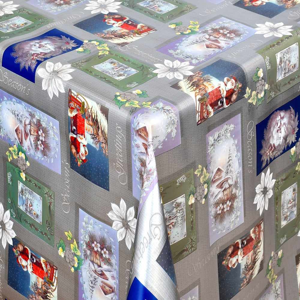 Rouleau de toile cirée Noël 01388-03 Père Noël en rouleau argenté