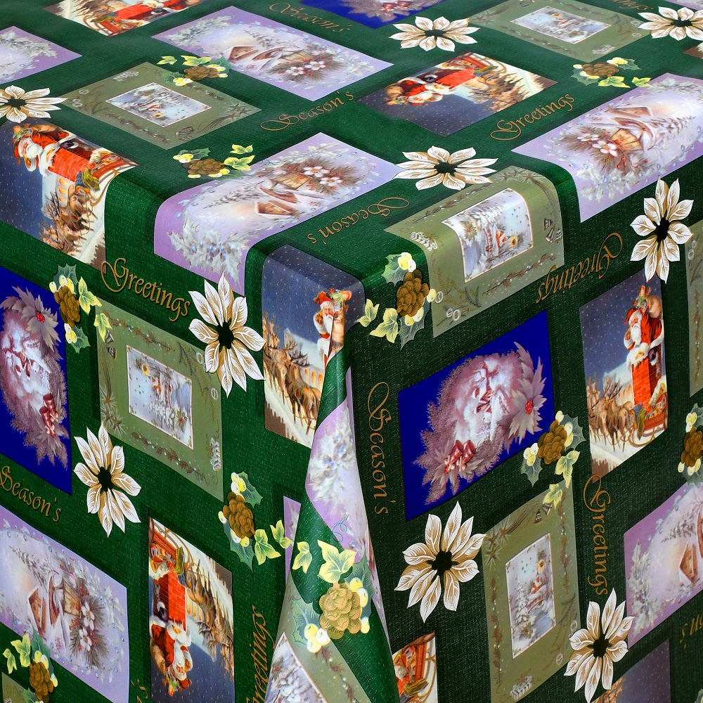 Rouleau de toile cirée Noël 01388-04 Père Noël vert rouleau marchandises