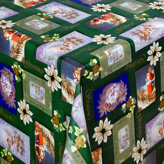 Wachstuch Rolle Weihnachten 01388-04 Weihnachtsmann grün Rollenware