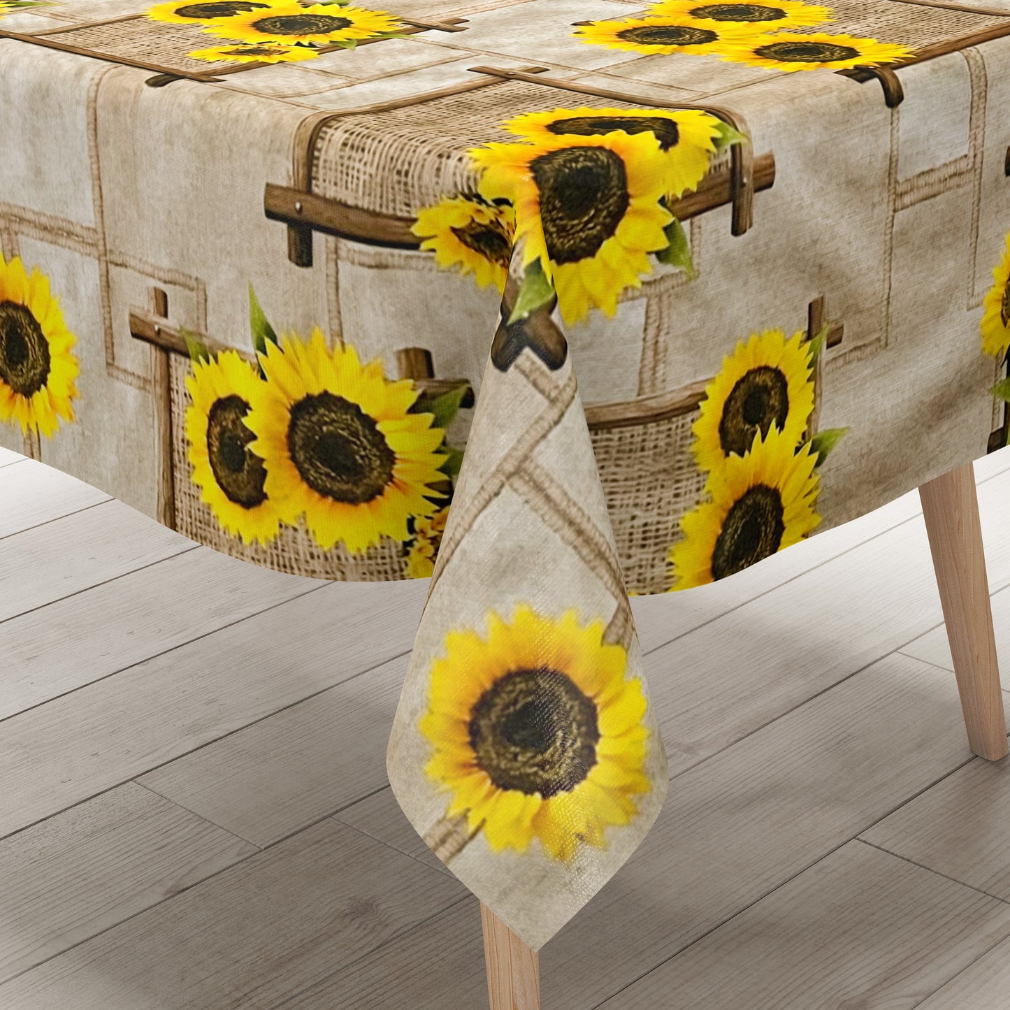 Wachstuch Tischdecke Sonnenblumen braun