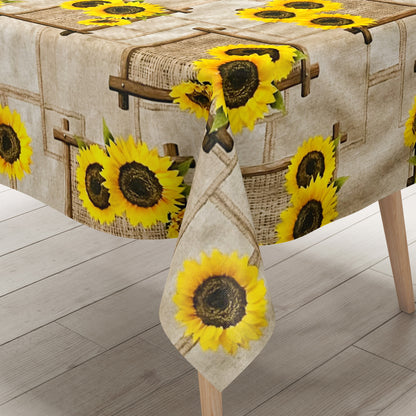 Wachstuch Tischdecke Sonnenblumen braun