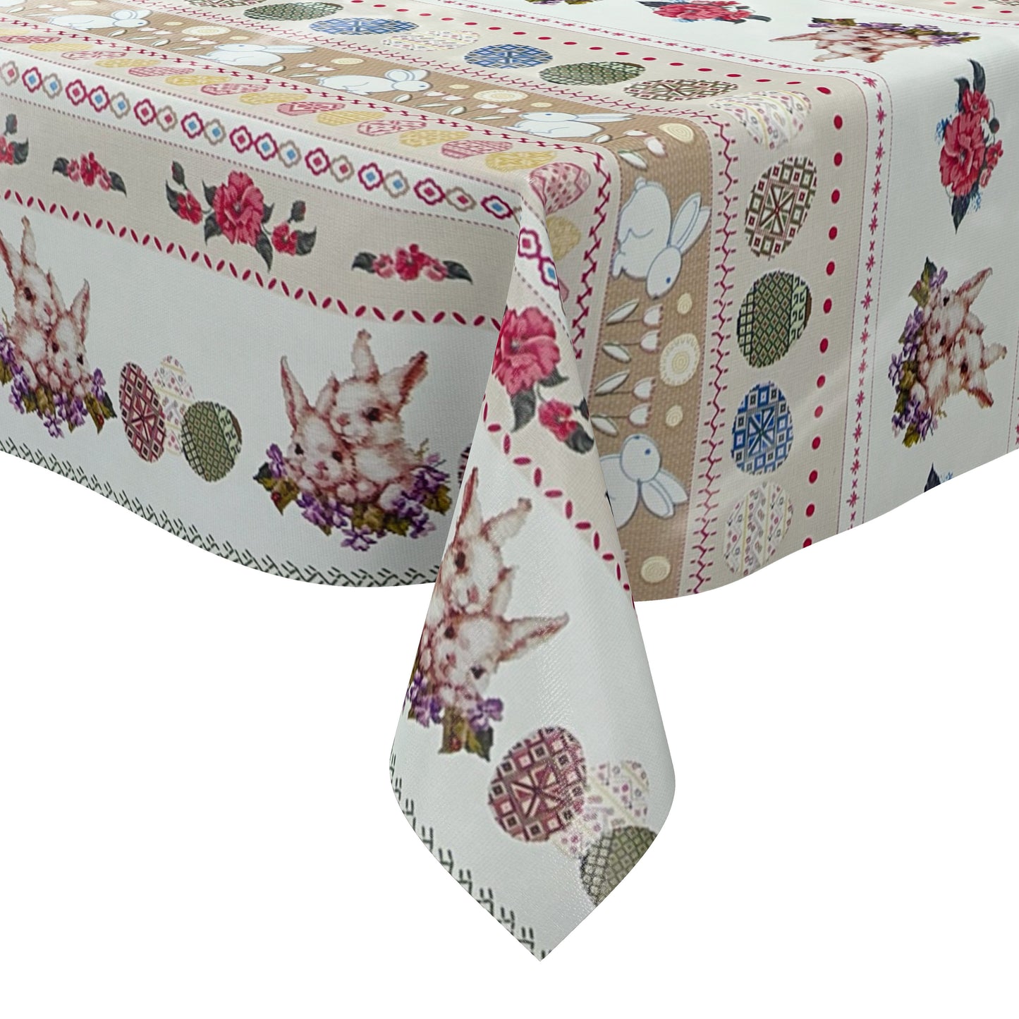 Oilcloth tablecloth sold by the meter 01301-00 Easter Easter Bunny Tulips square round oval