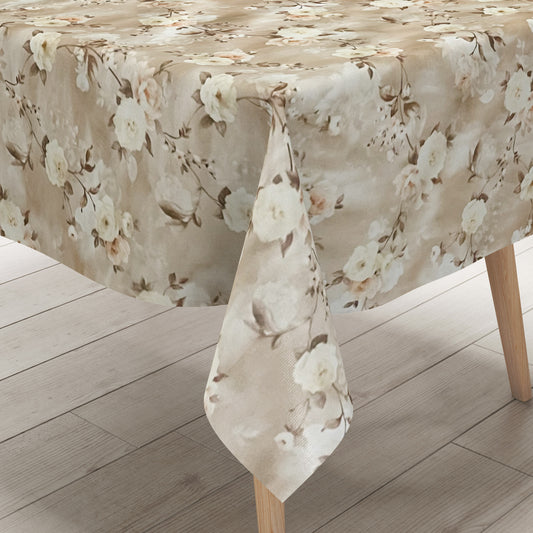 Wachstuch Tischdecke Rosen braun