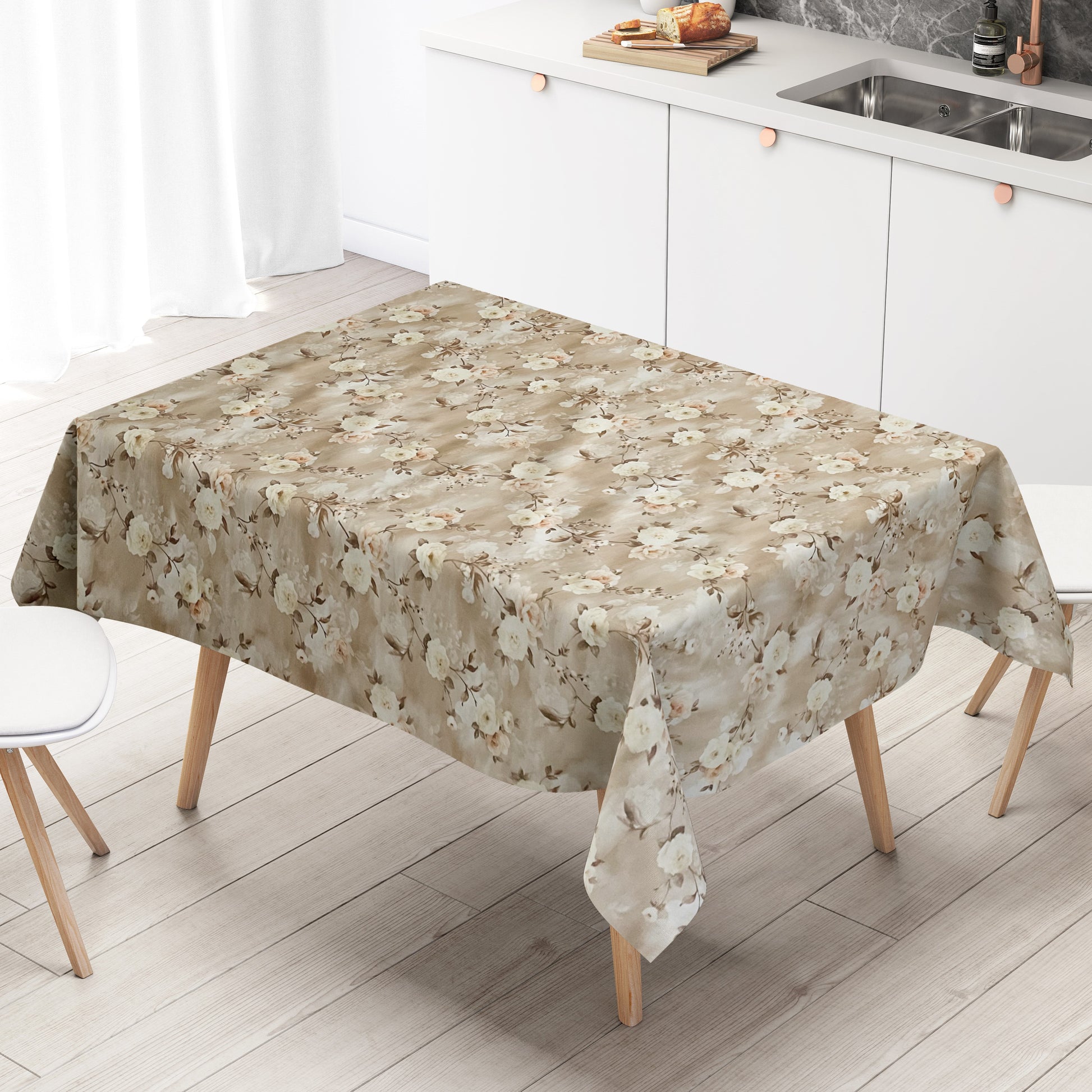 Wachstuch Tischdecke Rosen braun