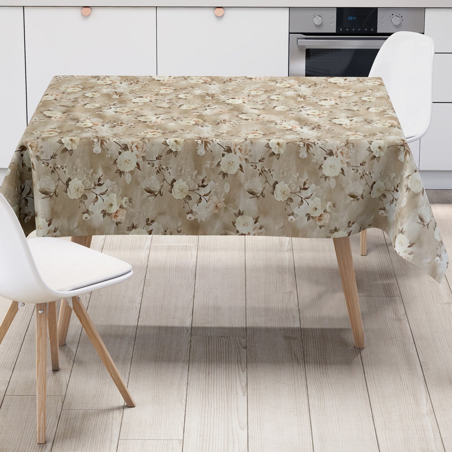 Wachstuch Tischdecke Rosen braun