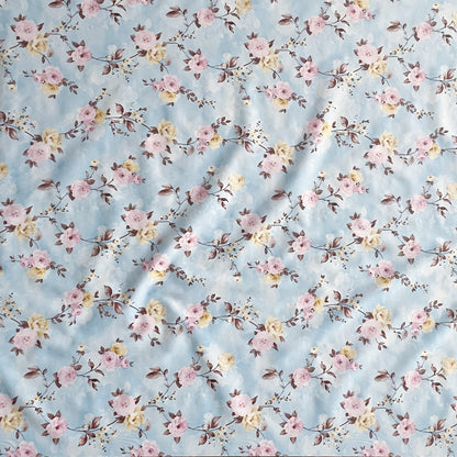 Wachstuch Tischdecke Rosenblüten hellblau