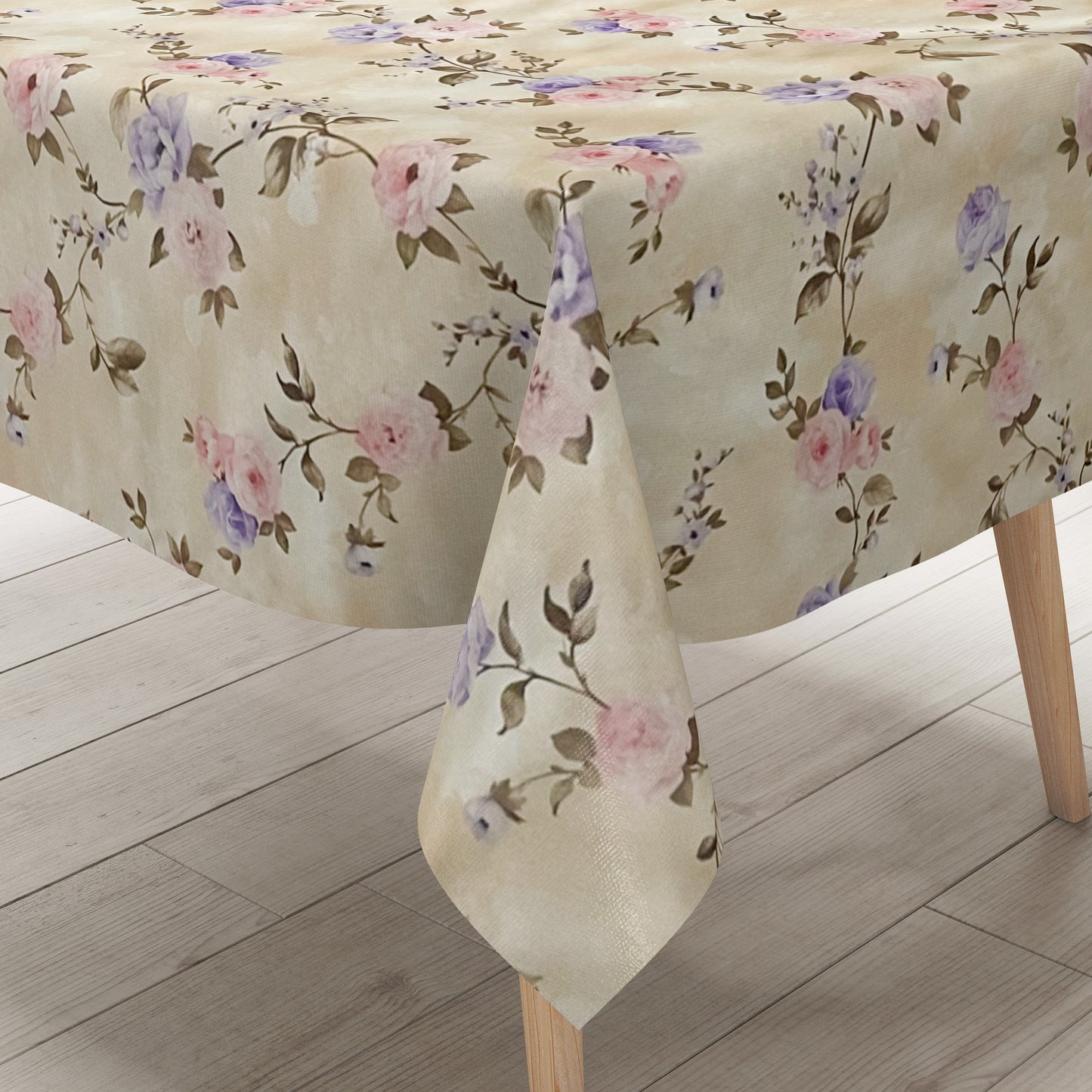 Wachstuchtischdecke beige rosen