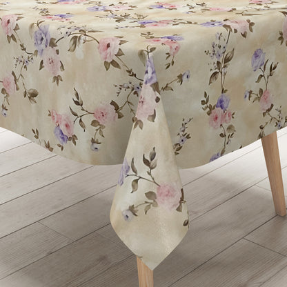 Wachstuchtischdecke beige rosen