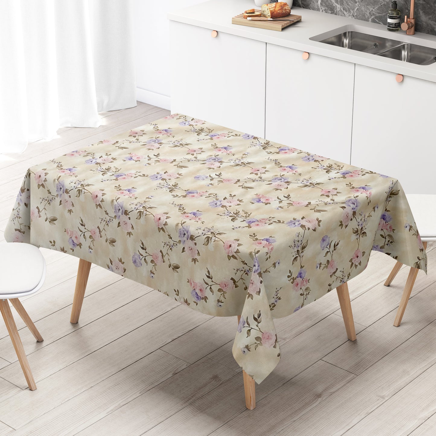 Wachstuchtischdecke beige rosen
