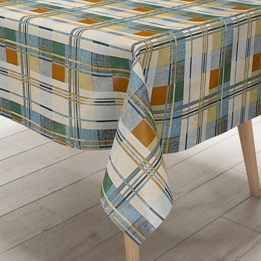 Wachstuch Tischdecke kariert blau beige grün