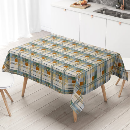 Wachstuch Tischdecke kariert blau beige grün